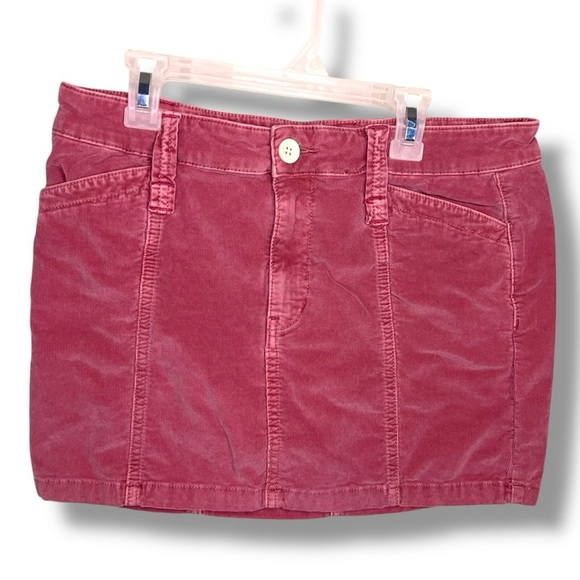 Size 6 Free People Pink Mauve Corduroy Mini Skirt Y2K Style Casual Cotton Blend - Picture 1 of 13